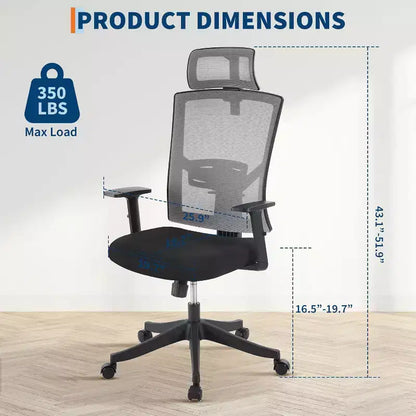 Sedia da ufficio ergonomica, sedia da scrivania regolabile in rete con supporto lombare, sedia direzionale girevole con ruote per casa, ufficio, gaming