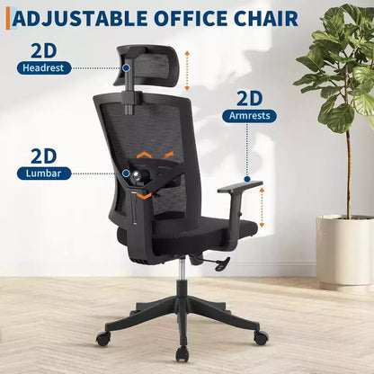 Sedia da ufficio ergonomica, sedia da scrivania regolabile in rete con supporto lombare, sedia direzionale girevole con ruote per casa, ufficio, gaming