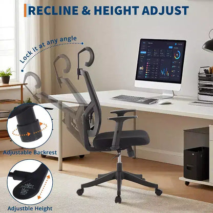 Sedia da ufficio ergonomica, sedia da scrivania regolabile in rete con supporto lombare, sedia direzionale girevole con ruote per casa, ufficio, gaming