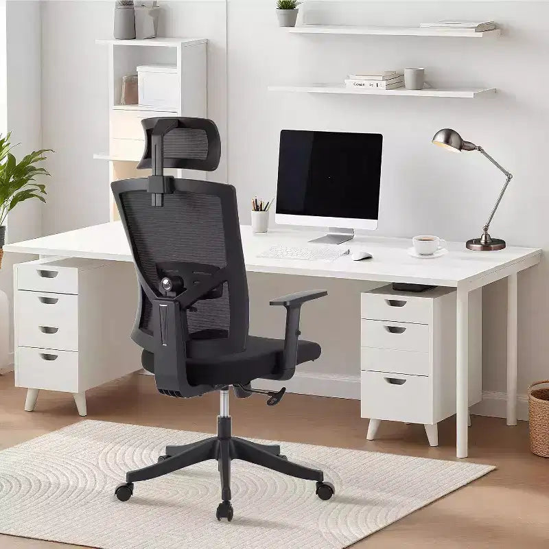 Sedia da ufficio ergonomica, sedia da scrivania regolabile in rete con supporto lombare, sedia direzionale girevole con ruote per casa, ufficio, gaming