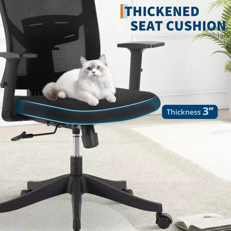 Sedia da ufficio ergonomica, sedia da scrivania regolabile in rete con supporto lombare, sedia direzionale girevole con ruote per casa, ufficio, gaming