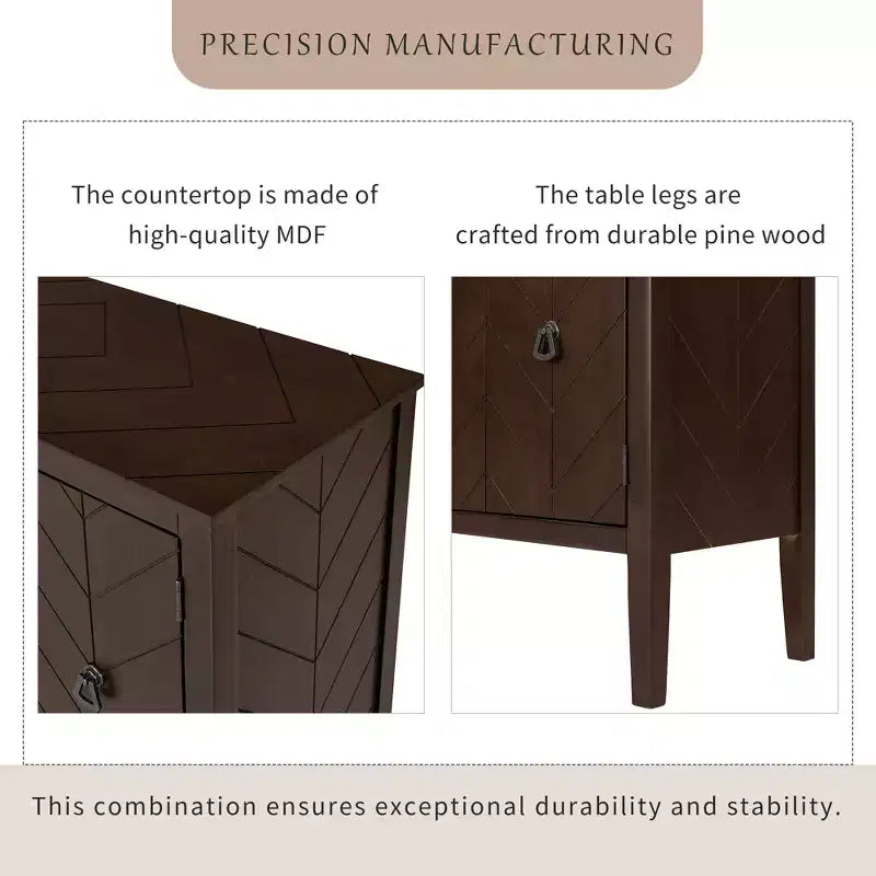 Vintage Accent Storage Cabinet with Adjustable Shelf, Solid Wood Sideboard Console Table Sofa Table