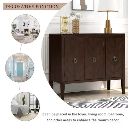 Vintage Accent Storage Cabinet with Adjustable Shelf, Solid Wood Sideboard Console Table Sofa Table