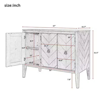 Vintage Accent Storage Cabinet with Adjustable Shelf, Solid Wood Sideboard Console Table Sofa Table