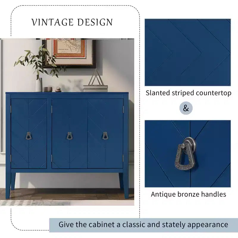 Vintage Accent Storage Cabinet with Adjustable Shelf, Solid Wood Sideboard Console Table Sofa Table