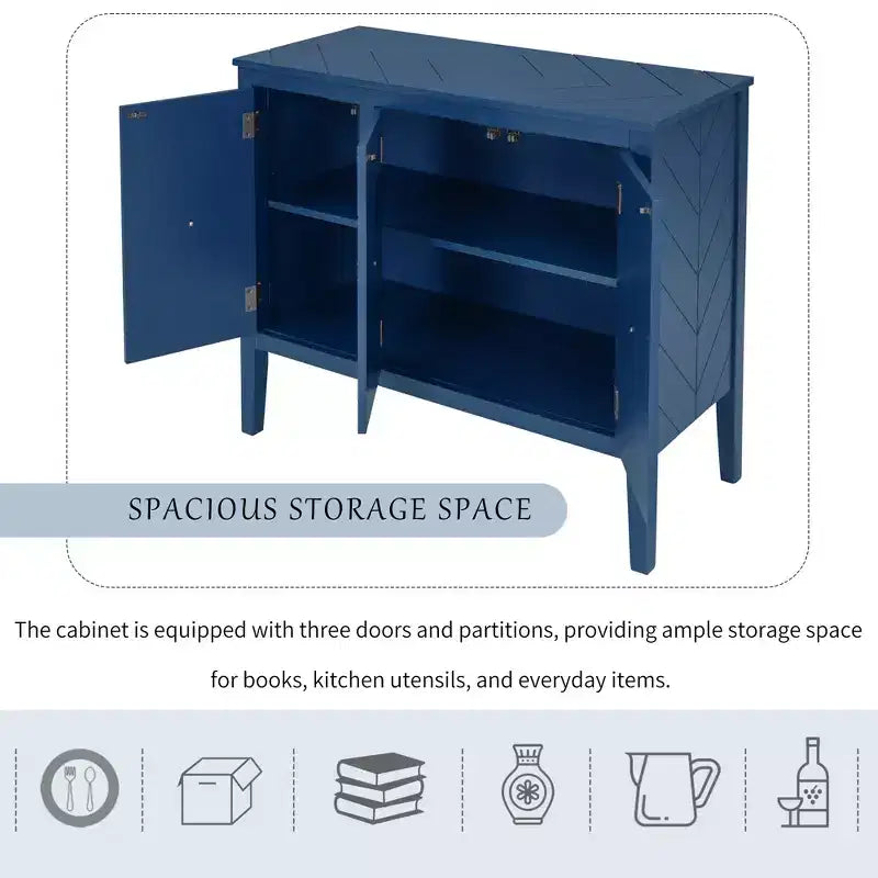 Vintage Accent Storage Cabinet with Adjustable Shelf, Solid Wood Sideboard Console Table Sofa Table