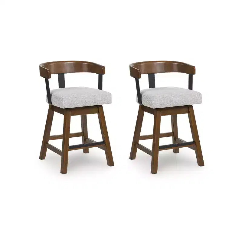 Signature Design by Ashley Ralene Counter Height Upholstered Swivel Barstools, Set of 2, Medium Brown