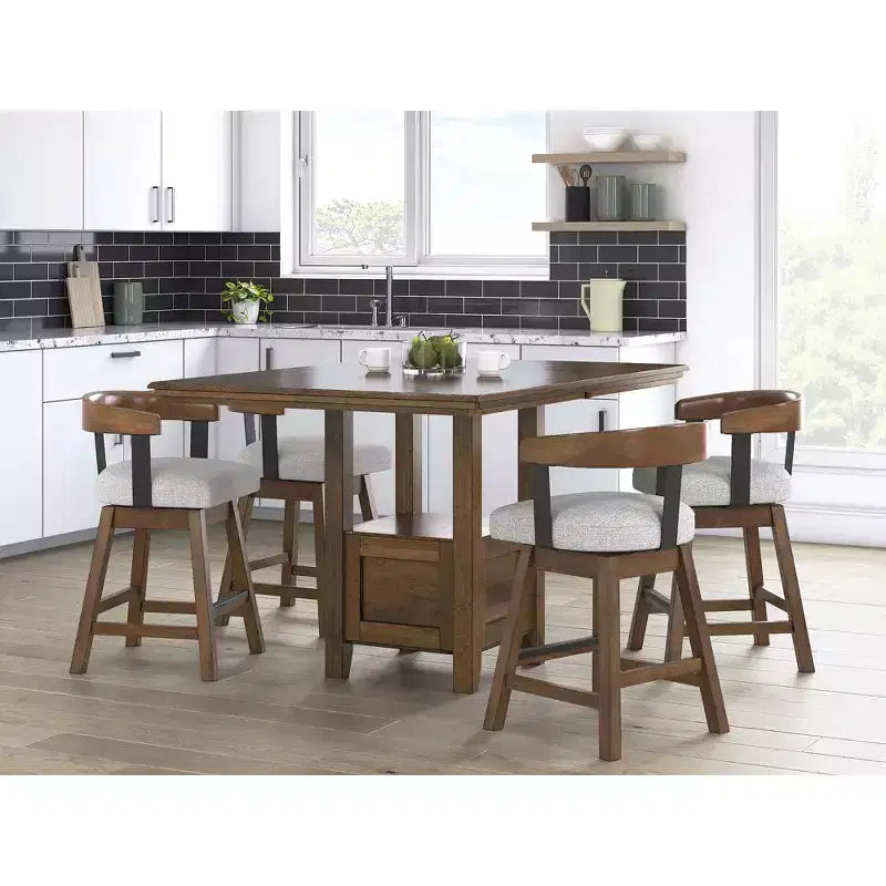 Signature Design by Ashley Ralene Counter Height Upholstered Swivel Barstools, Set of 2, Medium Brown