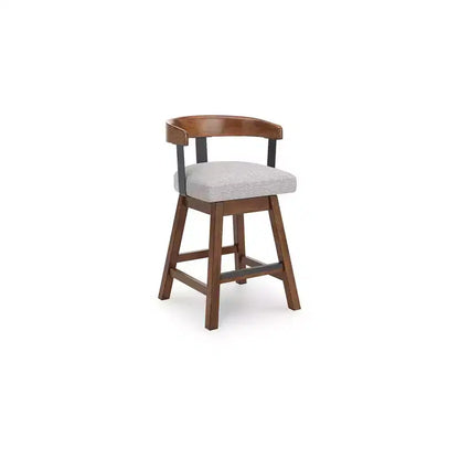 Signature Design by Ashley Ralene Counter Height Upholstered Swivel Barstools, Set of 2, Medium Brown