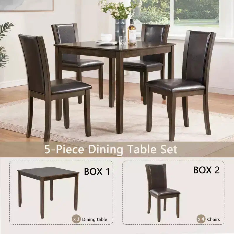 MAYEERTY Set Tavolo da Pranzo Moderno 6 Pezzi, Tavolo in Legno con 4 Sedie e Panchina, Grigio