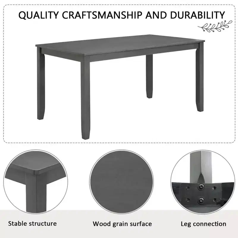 MAYEERTY Set Tavolo da Pranzo Moderno 6 Pezzi, Tavolo in Legno con 4 Sedie e Panchina, Grigio