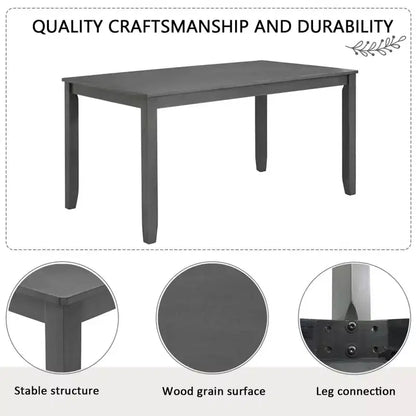 MAYEERTY Set Tavolo da Pranzo Moderno 6 Pezzi, Tavolo in Legno con 4 Sedie e Panchina, Grigio