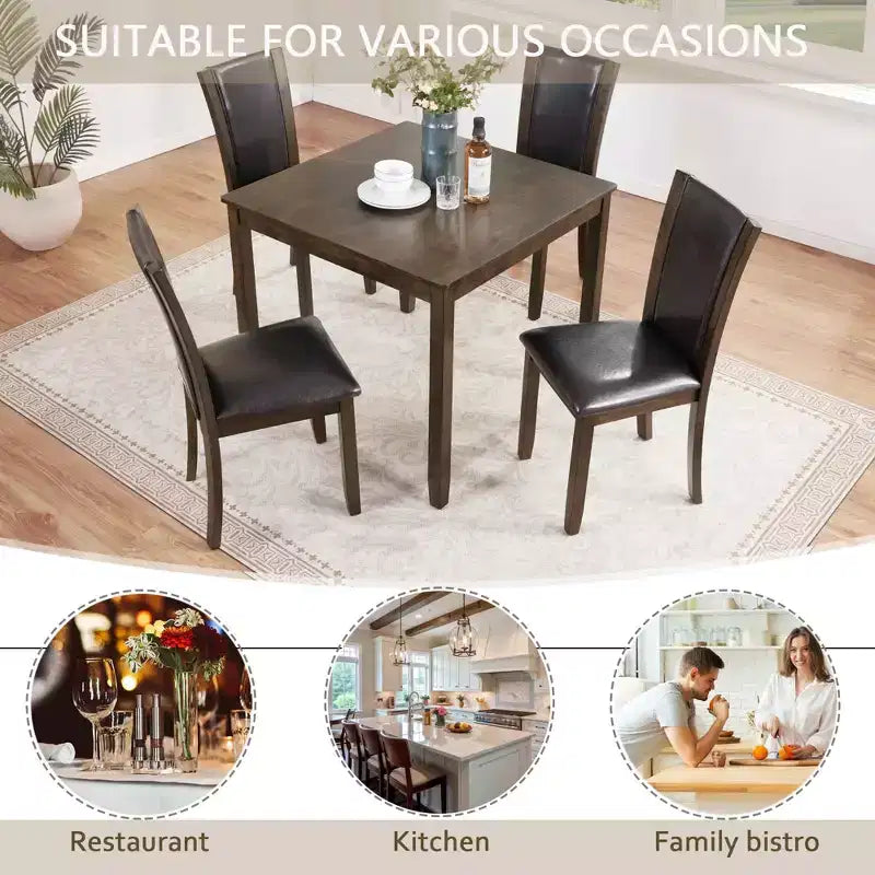 MAYEERTY Set Tavolo da Pranzo Moderno 6 Pezzi, Tavolo in Legno con 4 Sedie e Panchina, Grigio