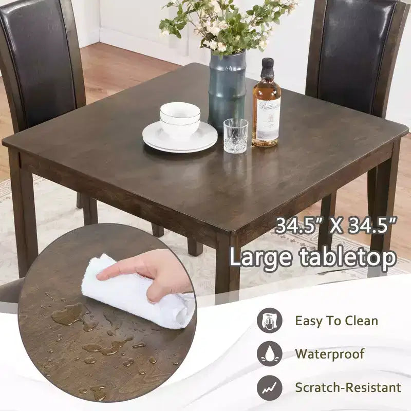 MAYEERTY Set Tavolo da Pranzo Moderno 6 Pezzi, Tavolo in Legno con 4 Sedie e Panchina, Grigio
