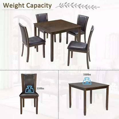 MAYEERTY Set Tavolo da Pranzo Moderno 6 Pezzi, Tavolo in Legno con 4 Sedie e Panchina, Grigio