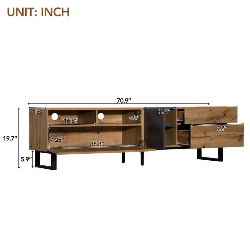 TUYOHW TV Stand for TVs up to 80 Inches,Modern TV Media Console Table with Drop Down Door,Storage compartments and 2 Drawers