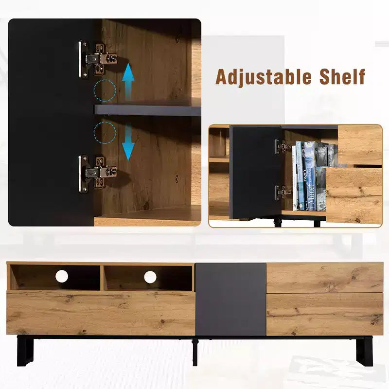 TUYOHW TV Stand for TVs up to 80 Inches,Modern TV Media Console Table with Drop Down Door,Storage compartments and 2 Drawers