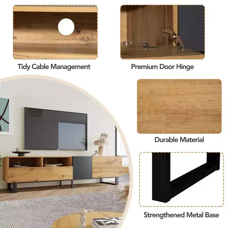 TUYOHW TV Stand for TVs up to 80 Inches,Modern TV Media Console Table with Drop Down Door,Storage compartments and 2 Drawers