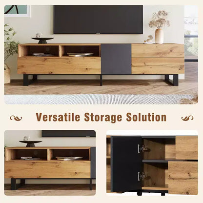 TUYOHW TV Stand for TVs up to 80 Inches,Modern TV Media Console Table with Drop Down Door,Storage compartments and 2 Drawers