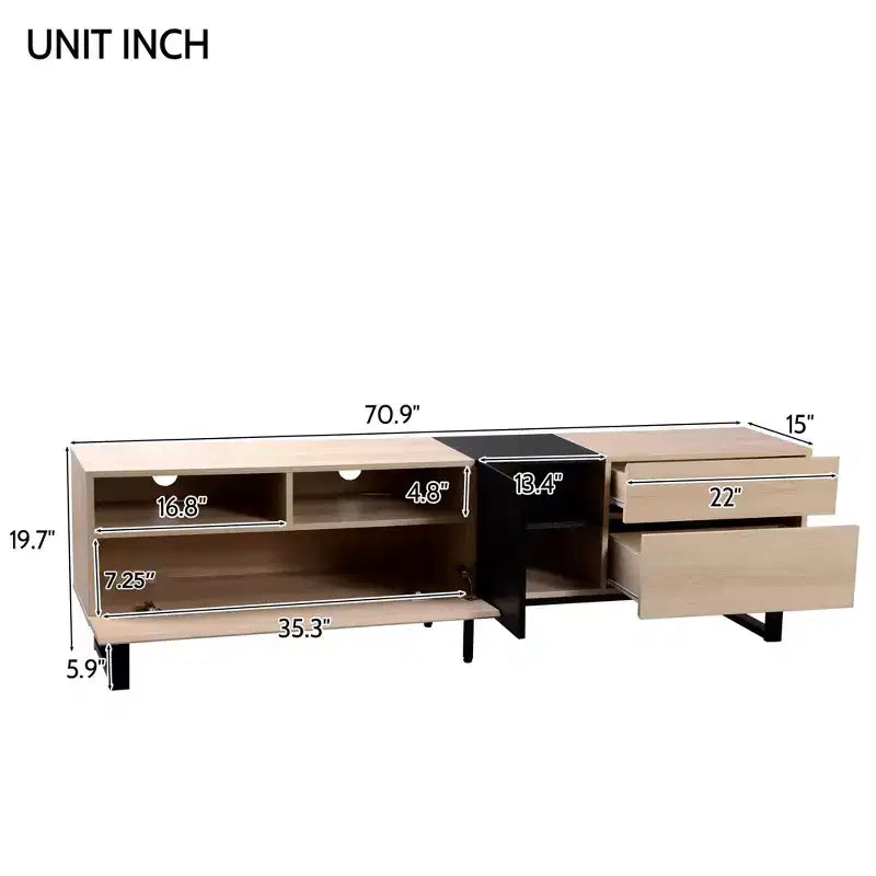 TUYOHW TV Stand for TVs up to 80 Inches,Modern TV Media Console Table with Drop Down Door,Storage compartments and 2 Drawers