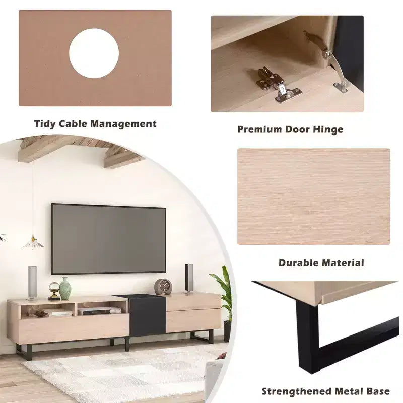 TUYOHW TV Stand for TVs up to 80 Inches,Modern TV Media Console Table with Drop Down Door,Storage compartments and 2 Drawers