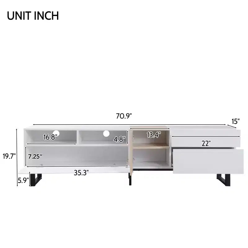 TUYOHW TV Stand for TVs up to 80 Inches,Modern TV Media Console Table with Drop Down Door,Storage compartments and 2 Drawers