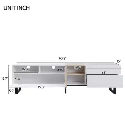 TUYOHW TV Stand for TVs up to 80 Inches,Modern TV Media Console Table with Drop Down Door,Storage compartments and 2 Drawers