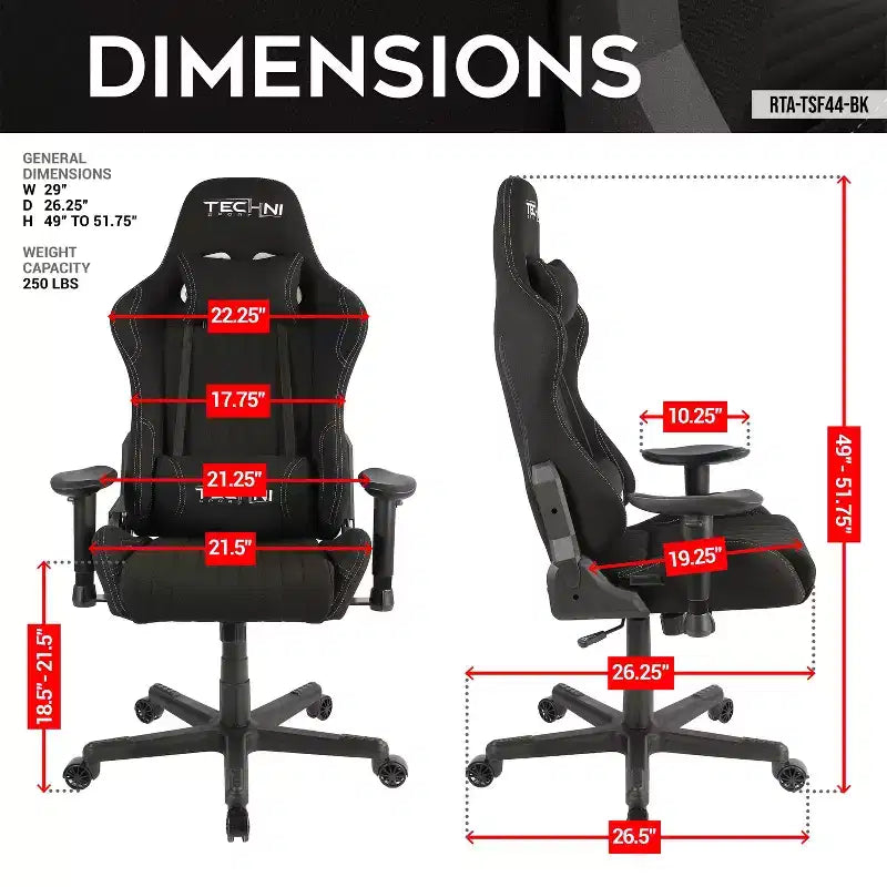 TUYOHW Sedia da Gaming Ergonomica Regolabile Girevole a 360° con Cuscino per Testa e Lombare, Sedia Reclinabile da 90-150 per Ufficio e Casa, Max 113 kg, Nera