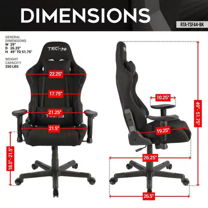 TUYOHW Sedia da Gaming Ergonomica Regolabile Girevole a 360° con Cuscino per Testa e Lombare, Sedia Reclinabile da 90-150 per Ufficio e Casa, Max 113 kg, Nera