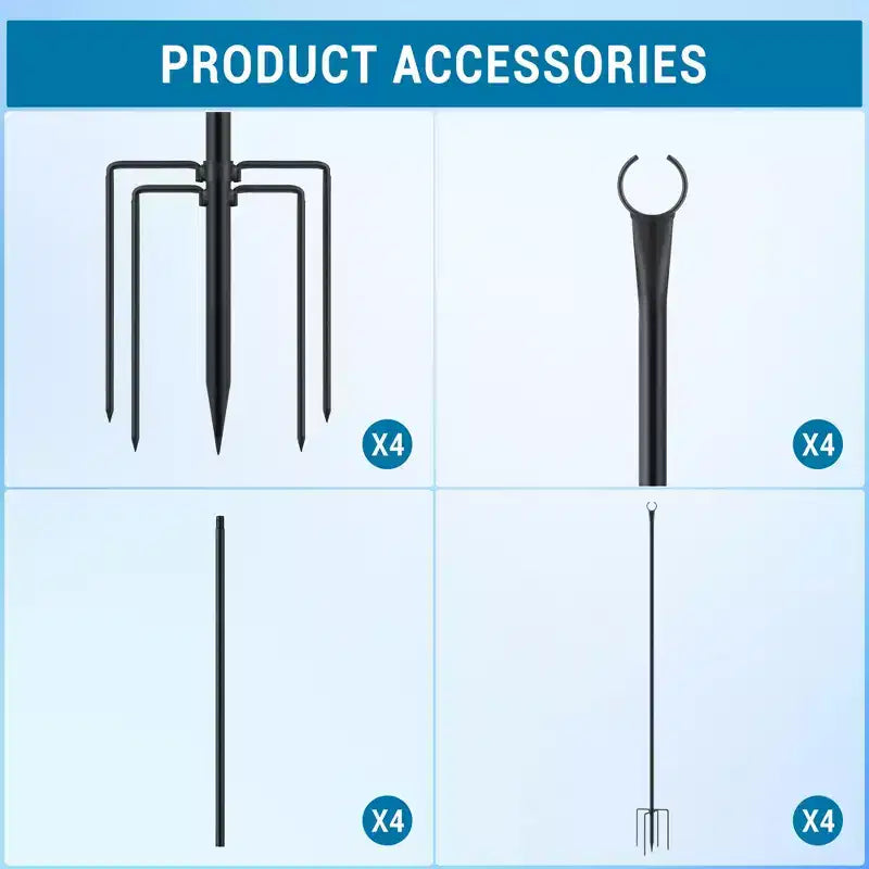 10FT Outdoor String Light Poles, Heavy Duty Metal Poles with 5-Prong Ground Base for Hanging String Lights, Tall Yard Garden Light Poles