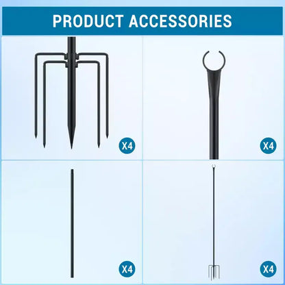 10FT Outdoor String Light Poles, Heavy Duty Metal Poles with 5-Prong Ground Base for Hanging String Lights, Tall Yard Garden Light Poles