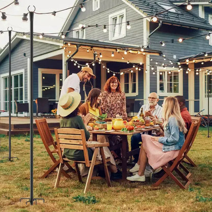 10FT Outdoor String Light Poles, Heavy Duty Metal Poles with 5-Prong Ground Base for Hanging String Lights, Tall Yard Garden Light Poles