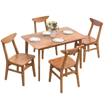 HOMCOM 5-Piece Solid Wood Dining Table Set for 4, Farmhouse Kitchen Table and Chairs for Small Space, Dining Room, Breakfast Nook, Walnut