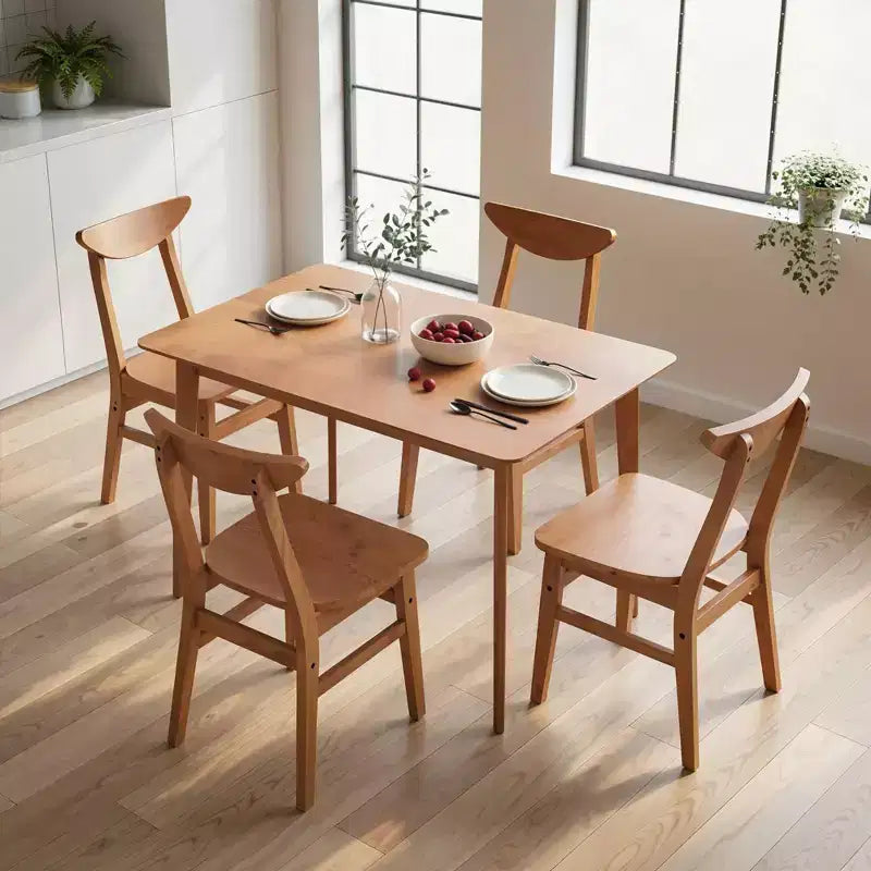 HOMCOM Set da 5 Pezzi Tavolo da Pranzo in Legno Massello con 4 Sedie, Stile Rustico, per Cucina, Sala da Pranzo, Piccoli Spazi, Color Noce