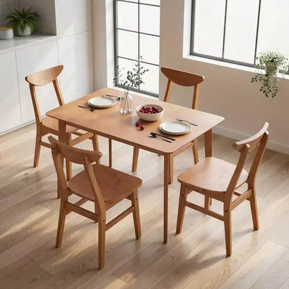 HOMCOM Set da 5 Pezzi Tavolo da Pranzo in Legno Massello con 4 Sedie, Stile Rustico, per Cucina, Sala da Pranzo, Piccoli Spazi, Color Noce