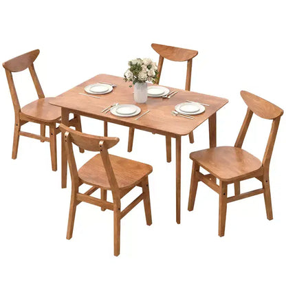 HOMCOM Set da 5 Pezzi Tavolo da Pranzo in Legno Massello con 4 Sedie, Stile Rustico, per Cucina, Sala da Pranzo, Piccoli Spazi, Color Noce