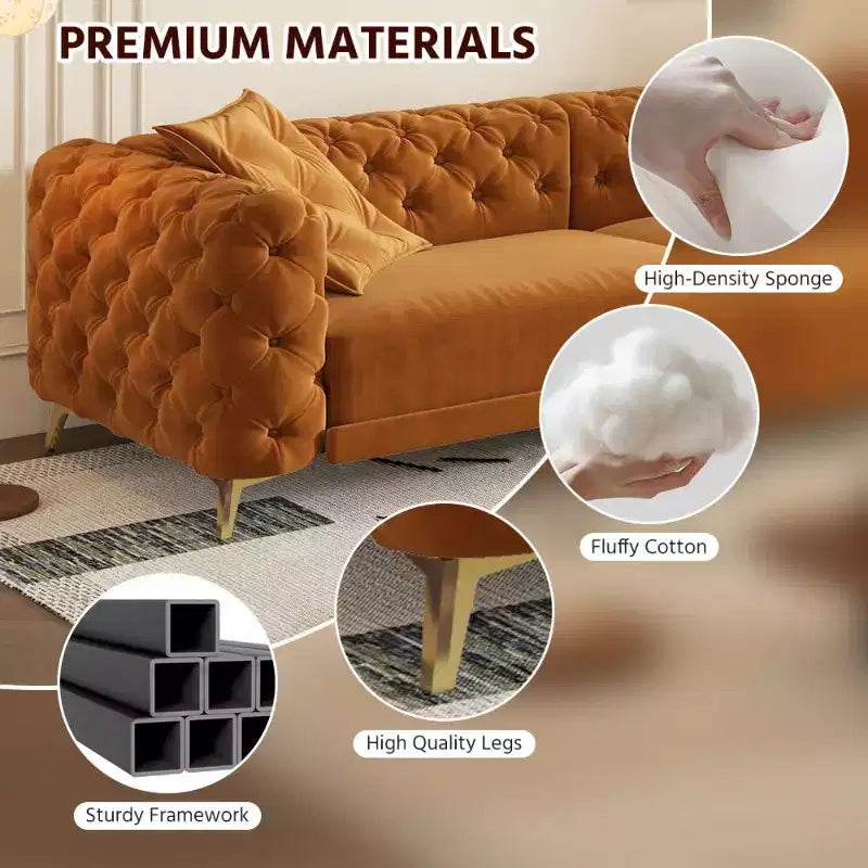 Divano letto matrimoniale moderno convertibile con pouf mobile, divano letto estraibile profondo in velluto per soggiorno o camera degli ospiti - Panipeachy