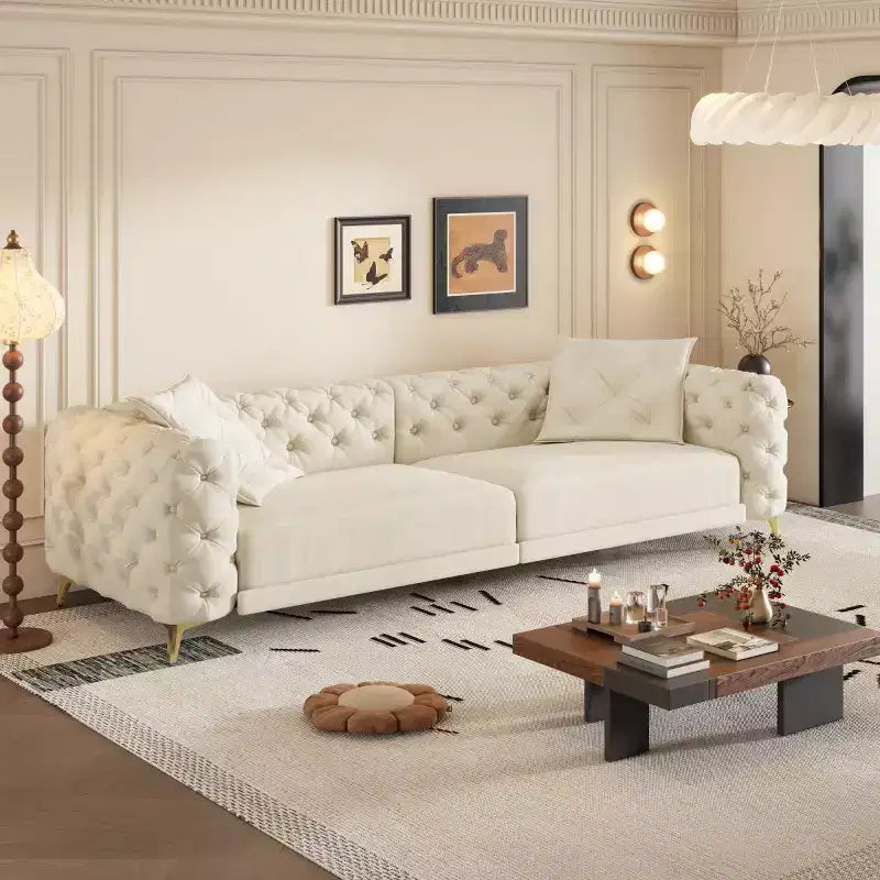 Divano letto matrimoniale moderno convertibile con pouf mobile, divano letto estraibile profondo in velluto per soggiorno o camera degli ospiti - Panipeachy
