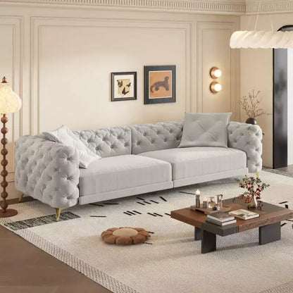Divano letto matrimoniale moderno convertibile con pouf mobile, divano letto estraibile profondo in velluto per soggiorno o camera degli ospiti - Panipeachy