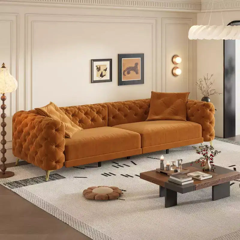 Divano letto matrimoniale moderno convertibile con pouf mobile, divano letto estraibile profondo in velluto per soggiorno o camera degli ospiti - Panipeachy
