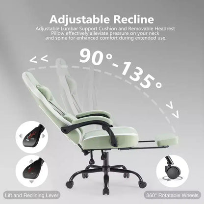 TUYOHW Ergonomic Office Chair with Padding Armrest, Gaming Chair with Lumbar Support, Swivel Rolling Chair with Wheels for Home, Office