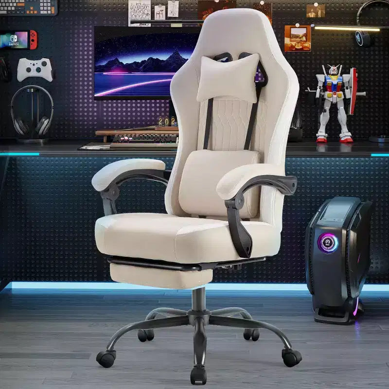 TUYOHW Ergonomic Office Chair with Padding Armrest, Gaming Chair with Lumbar Support, Swivel Rolling Chair with Wheels for Home, Office