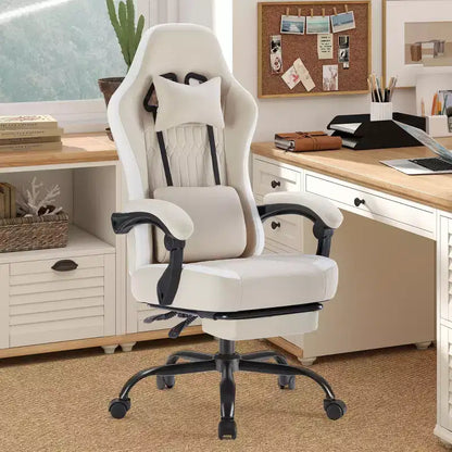 TUYOHW Ergonomic Office Chair with Padding Armrest, Gaming Chair with Lumbar Support, Swivel Rolling Chair with Wheels for Home, Office