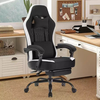 TUYOHW Ergonomic Office Chair with Padding Armrest, Gaming Chair with Lumbar Support, Swivel Rolling Chair with Wheels for Home, Office