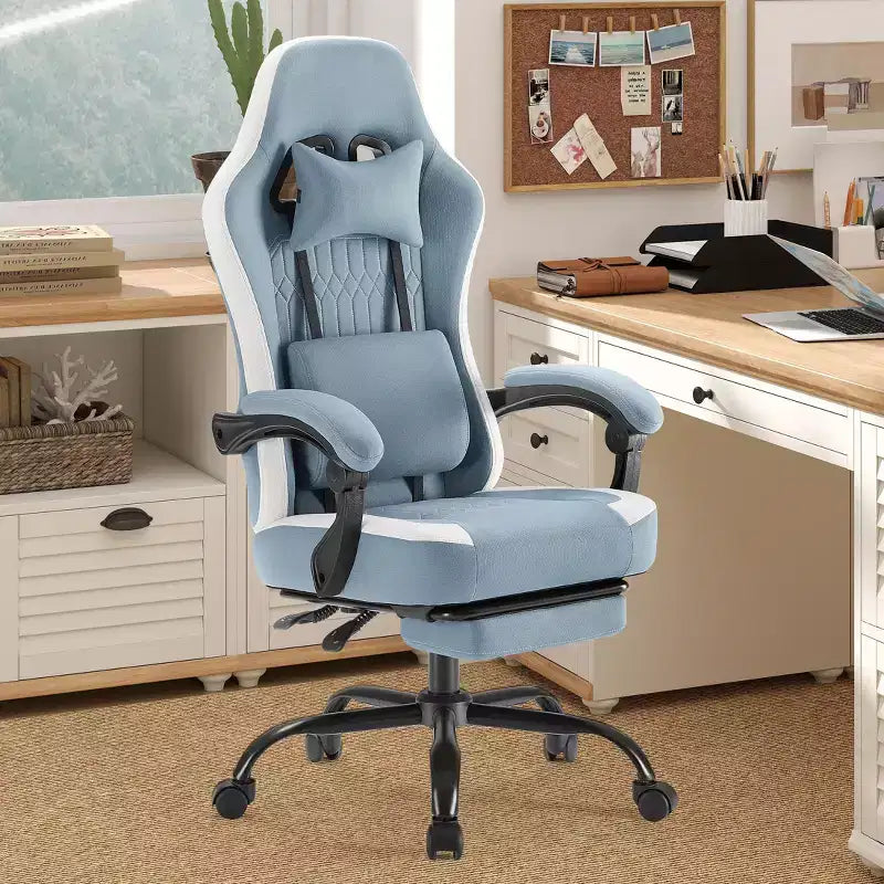 TUYOHW Ergonomic Office Chair with Padding Armrest, Gaming Chair with Lumbar Support, Swivel Rolling Chair with Wheels for Home, Office