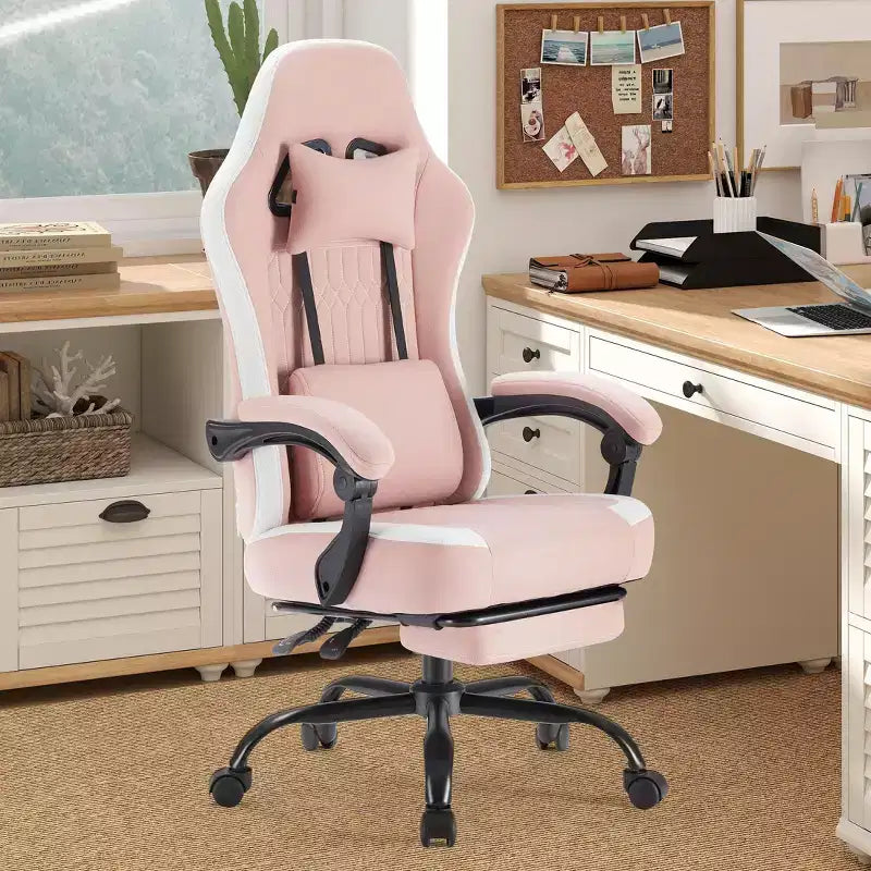 TUYOHW Ergonomic Office Chair with Padding Armrest, Gaming Chair with Lumbar Support, Swivel Rolling Chair with Wheels for Home, Office