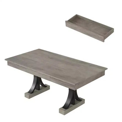Dining Table for 6-8 with 2 Drawers, Wooden Kitchen Table with Double Pedestal & Large Tabletop,8 Ft Large Rectangular Dinner Table with Sturdy Frame