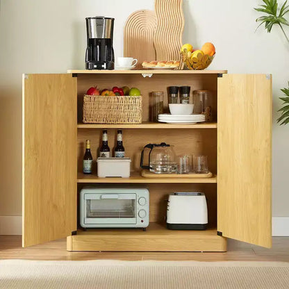 Wave-Shaped Sideboard Cabinet, Modern Curved Design, Double-Door Storage, for Kitchen/Bedroom/Living Room