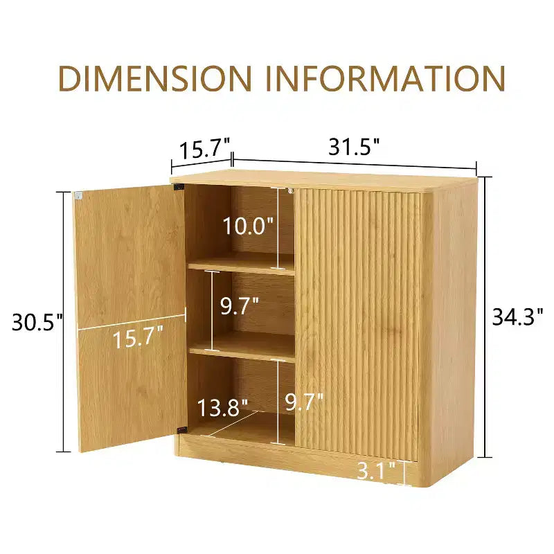 Wave-Shaped Sideboard Cabinet, Modern Curved Design, Double-Door Storage, for Kitchen/Bedroom/Living Room