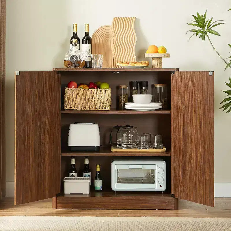 Wave-Shaped Sideboard Cabinet, Modern Curved Design, Double-Door Storage, for Kitchen/Bedroom/Living Room